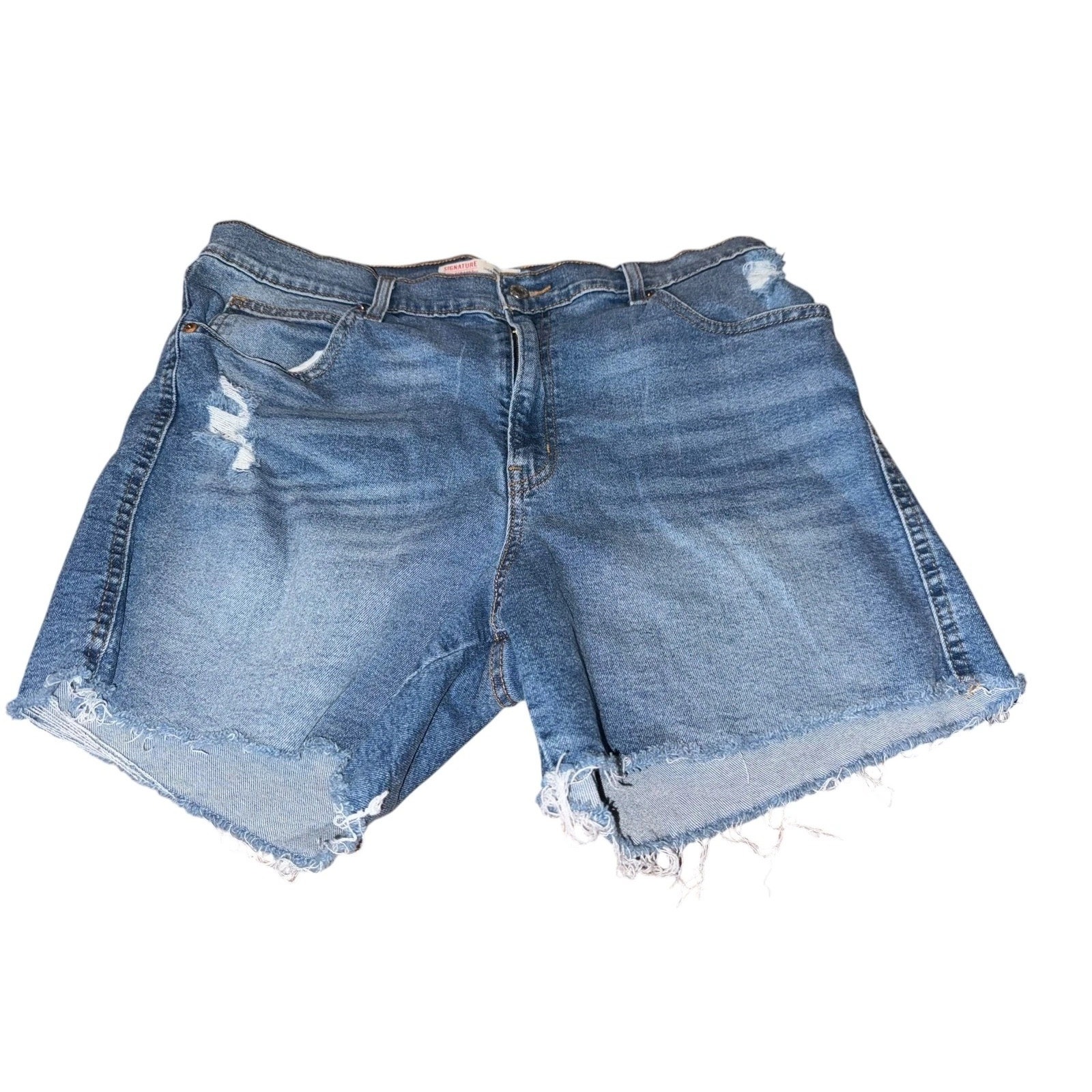 Levi Strauss Signature Women’s Denim Cutoff Shorts Size 16 W33 Distressed Frayed